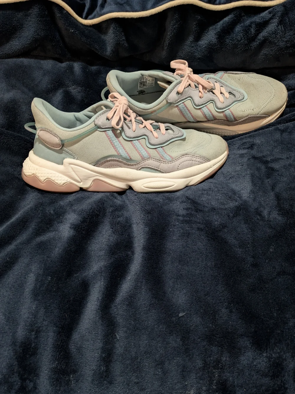 adidas Sage Green and Pink Women's Athletic Sneakers
